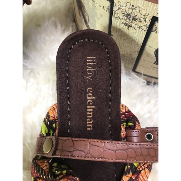 Libby Edelman Metallic Handkerchief Thong Sandals sz 6 Crocodile Flats Slides - Picture 2 of 8